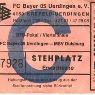 Eintrittskarte FC Bayer 05 Uerdingen - MSV Duisburg DFB-Pokal Viertelfinale 1990/91