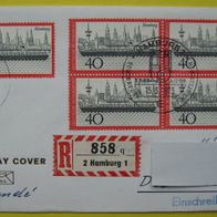Einschreiben / Ersttagsbrief / 1973 / Hamburg / MiNr. 761 - Mehrfachfrankatur