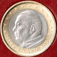 1 Euro Vatikan 2004 Euro-Kursmünze mit Papst Johannes Paul II unzirkuliert aus KMS