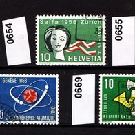 Sz019 - Schweiz Mi. Nr. 648 + 654 + 655 + 662 + 669 o <