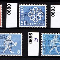 Sz020 - Schweiz Mi. Nr. 679 + 680 + 693 + 696x + 696y o <