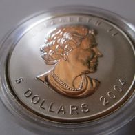 Maple Leaf 2004 Privy Mark Affe, 1 oz 9999 Silber, 5 Dollars, gekapselt