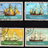 Vi023-Vignetten Briefmarken - Occussi-Ambeno - 4 Werte Segelschiffe o <