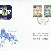 Poststück Brief + Dienstmarken Mi 57/ 65 FL Lichtenstein Gestempelt Briefmarken 76-94