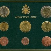 Vatikan Kursmünzensatz BU 2005 komplett letzter mit Porträt Papst Johannes Paul II.
