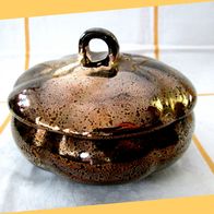 Deckeldose rund mit Bronze-Glanz  Bonboniere Keramik oder Porzellan