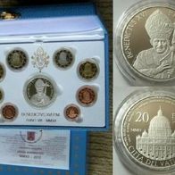 Vatikan Kursmünzensatz PP 2012 komplett mit 20 Euro Silber Papst Benedikt XVI.