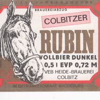 1 Bieretikett Colbitz , Rubin , DDR