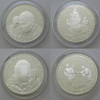 Vatikan 5 + 10 Euro 2003 Silber PP/ Proof Rosenkranzjahr, Papst Johannes Paul II.