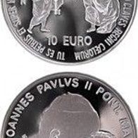 Vatikan 10 Euro 2003 Silber PP/ Proof Rosenkranz, Weltfriedenstag Johannes Paul II.