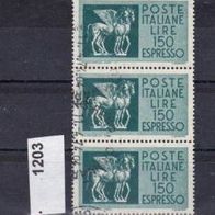 I026-Italien Mi. Nr. 1203 - 3-fach senkrecht - Eilmarke o <