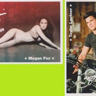 Doppel Autogrammkarte Megan Fox / Taylor Lautner