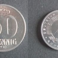 Münze Deutsche Demokratische Republik: 50 Pfennig 1982 - A - VZ / PP
