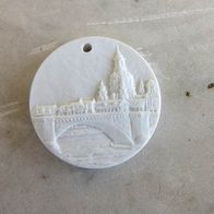 Meissner Porzellan Medaille "Gruß aus Dresden" Städtemedaille weiß im Etui