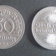 Münze Deutsches Reich: 50 Reichspfennig 1922 - J