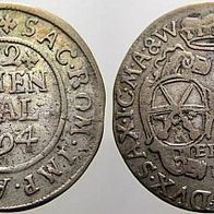 Sachsen-Albert. Linie 1/12 Taler Doppelgr 1694 EPH "JOHANN GEORG IV." (1691-1694) ss+