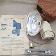 Elgawa Fotoblitz - Kleinleuchte Elfi mit Tasche und Beschreibung von ca. 1959 