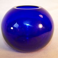 Massive, blaue Glas Kugel-Vase, 70er Jahre