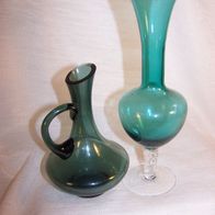 2 Rauchglas Vasen, 60/70er Jahre