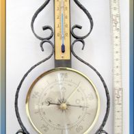 schöne alte Wetterstation ca. 60er Jahre Barometer & Thermometer Kunstschmiederahmen
