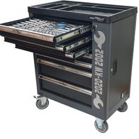 Kraftwelle Werkzeugwagen 2021 Modell - 7 Schubladen Kugelgelagert - Mit Werkzeugset & Edelstahl Platte