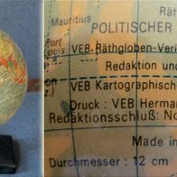 DDR Hausrat * Räths Politischer Globus Ø 12 cm von 1981 * Erdkugel
