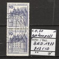 BRD / Bund 1977 Burgen und Schlösser senkrechter Zusammendruck MiNr. 913 C/ D gest.1