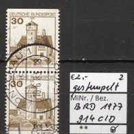 BRD / Bund 1977 Burgen und Schlösser senkrechter Zusammendruck MiNr. 914 C/ D gest.2
