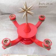 schöner alter Adventsleuchter rot mit Stern für 4 Kerzen * Breite ca. 25 cm