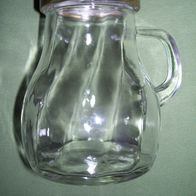 Glas Kanne Glaskrug Glaskanne Glasbecher Glaskaraffe Henkelglas Griff Deckel 500ml