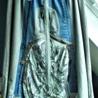 Damen Jeans Rock Blau-Grau-Weiß-Silber Gr.46-48-50-52 Einzelexemplar!