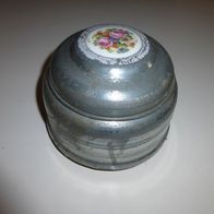 antike Spieluhr & Puderdose Blech vermutl. aus der Schweiz um 1900
