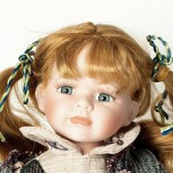 Puppe Deko Porzellanpuppe 36 cm Porzellan Handarbeit Sammler Nostalgie Doll OVP