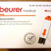 Beurer GL44 / GL50 / GL50 evo 100 Blutzucker Teststreifen - NEU & OVP -