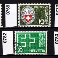 Sz028 - Schweiz Mi. Nr. 768 + 769 + 773 + 781 + 782 + 783 o <
