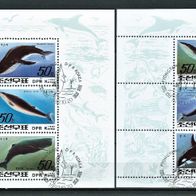 Korea " Wale 2 Sätze Mi 3354-3359 KlB. 1992 ° Sonderstempel Block & Bogen