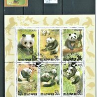 Korea " Panda Satz Mi 3165-3170 KlB. 1991 ° Sonderstempel Block Bogen Phila Nippon´91