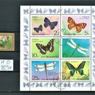 Korea " Schmetterlinge Satz Mi 1653-1658 KlB. 1977 ° Gestempelt Block Bogen