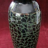 schöne schwarze Vase Keramik oder Porzellan ? * 26 cm hoch * fühlbare Bemalung