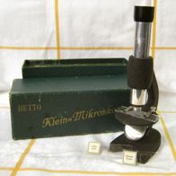 DDR Hausrat * HETTO Mikroskop mit originalem Karton + 2 Beispiel-Objektträger