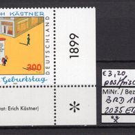 BRD / Bund 1999 100. Geburtstag von Erich Kästner MiNr. 2035 postfrisch ER ure