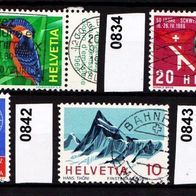 Sz031 - Schweiz Mi. Nr. 833 + 834 + 841 + 842 + 843 o <