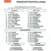 PRG team sheet SK Rapid Wien vs Kapfenberger SV 17. 9. 2011 Österreich Kapfenberg