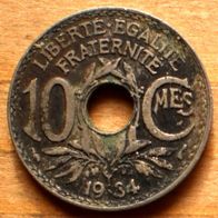 10 Centimes 1934 Frankreich