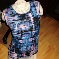 Vögele Top blau bunt Muster Gr S Neu