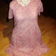 Vintage Kleid rosa Blüten gefüttert wie Seide M passend Einzelteil