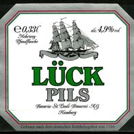 Bieretikett "Lück Pils" Bavaria-St.-Pauli Brauerei Hamburg