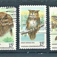USA 1978 " Vögel Eulen Mi 1358-1361 kompl. Satz ° Gestempelt Amerika Birds