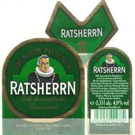 Bieretikett "Ratsherrn Premium Pilsener" Bavaria-St.-Pauli Brauerei GmbH Hamburg