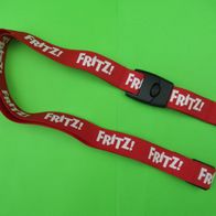 Lanyard "FRITZ!" Schlüsselband rot Umhängeband Trennclip Schlüsselring Verschluß